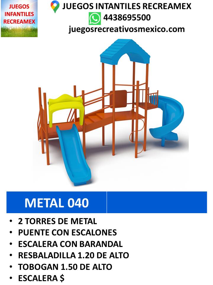 modulo de metal con tobogan y resbaladilla para escuelas primarias y kinder